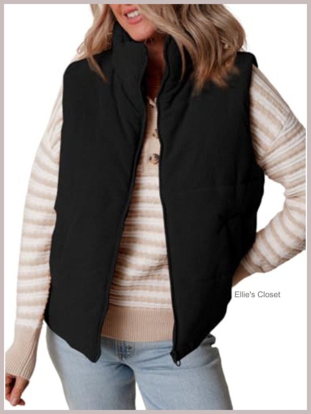 Corduroy Puffer Vest Womens Oversized Quilted Sleeveless Zip Jacket